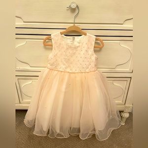 BRAND NEW Tip Top Kids Little Girl Pink Pearl Embellished Tulle Dress. 12 Mo.